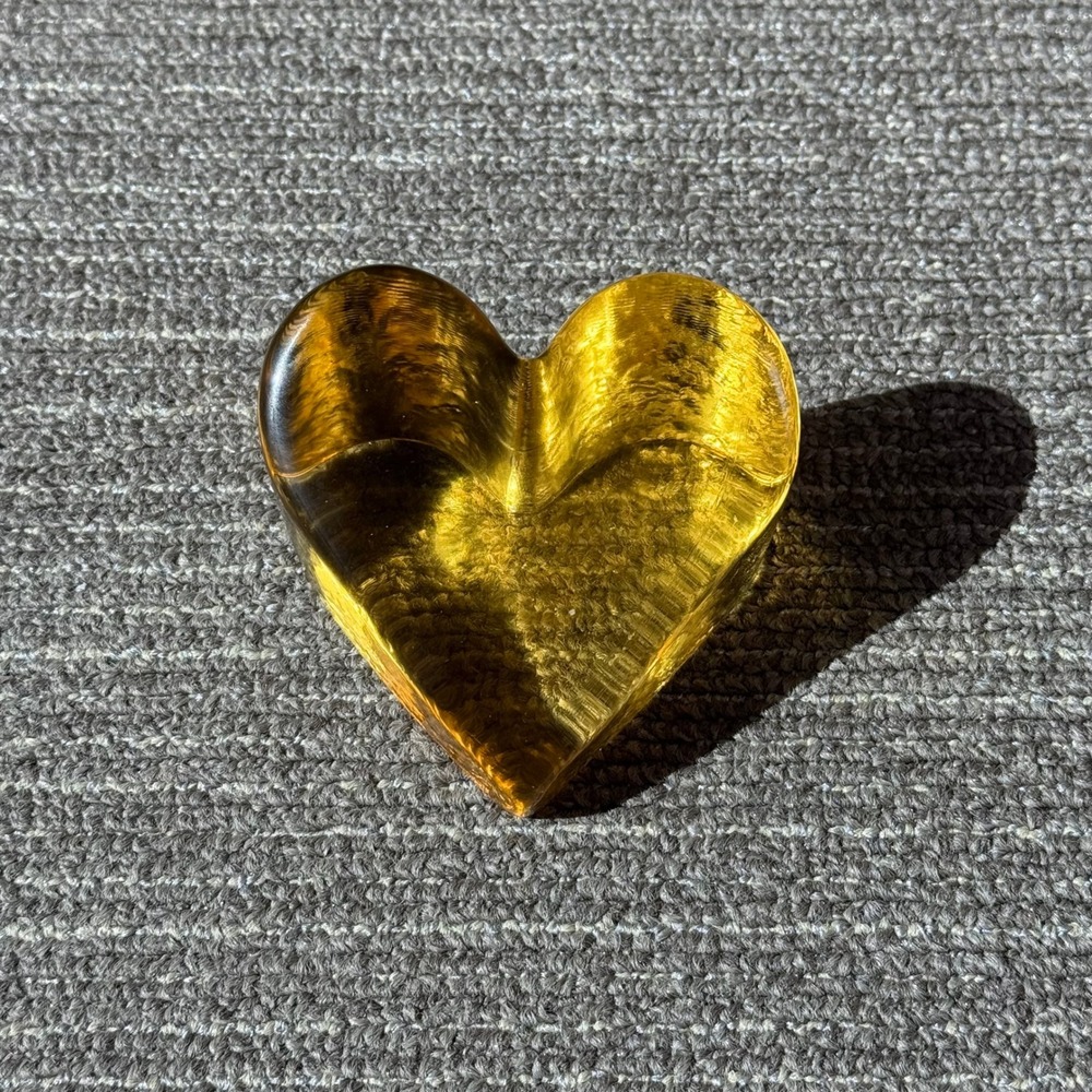Fire & Light Handmade Recycled Glass Citrus Yellow Heart Paperweight